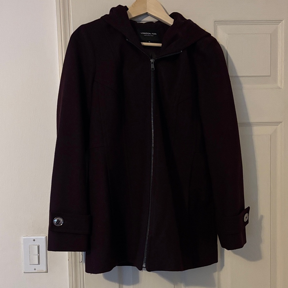 London Fog Women's Pea Coat - Dark Burgundy